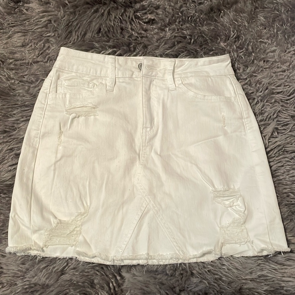 White Denim Mini Skirt